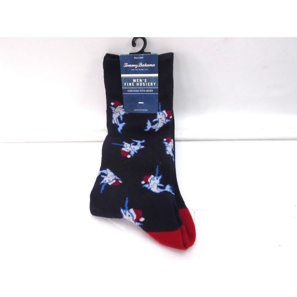Tommy Bahama Mens Fine Hosiery Casual Crew Socks 1 Pair Swordfish Santa
